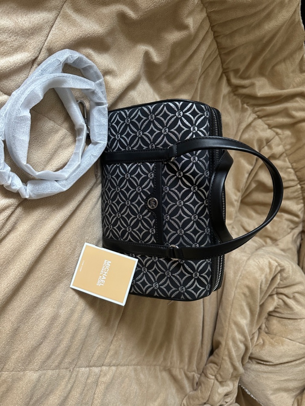 Michael Kors Black and White Patterned Satchel NWT